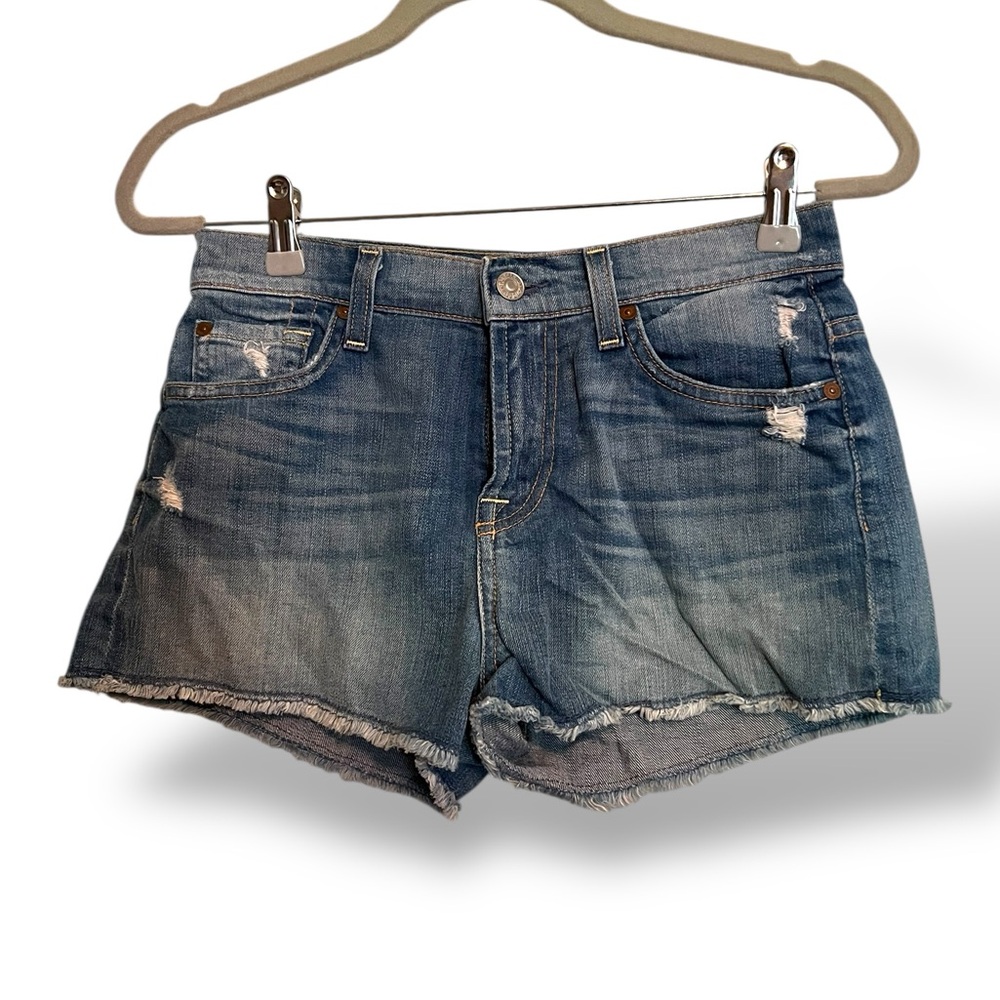 7 for All Mankind Denim Distressed Women Shorts 25